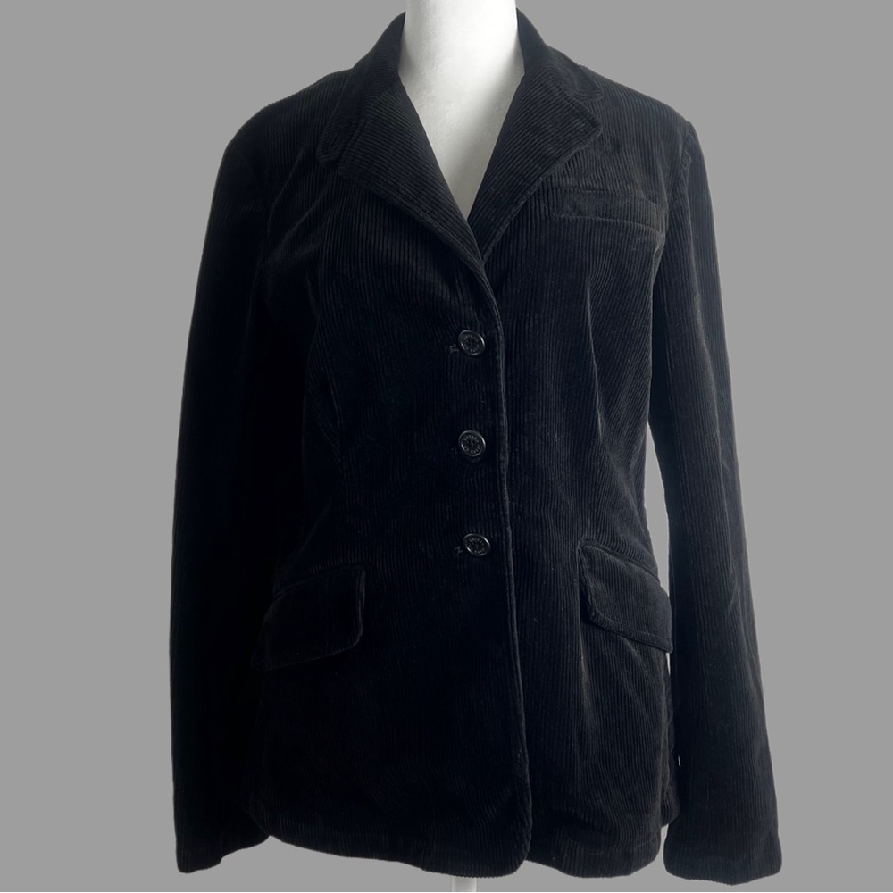 Lauren Jeans Company Ralph Lauren Women Black Cord Blazer Jacket Size Medium